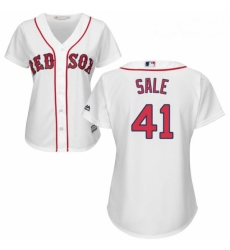 Womens Majestic Boston Red Sox 41 Chris Sale Replica White Home MLB Jersey