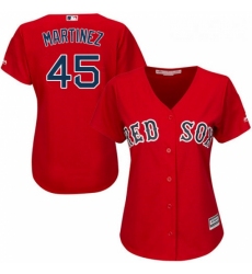 Womens Majestic Boston Red Sox 45 Pedro Martinez Authentic Red Alternate Home MLB Jersey