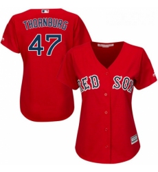 Womens Majestic Boston Red Sox 47 Tyler Thornburg Replica Red Alternate Home MLB Jersey
