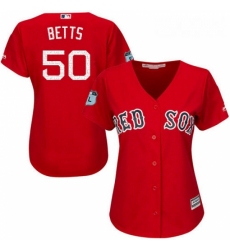 Womens Majestic Boston Red Sox 50 Mookie Betts Authentic Scarlet 2017 Spring Training Cool Base MLB Jersey