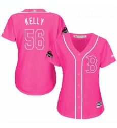 Womens Majestic Boston Red Sox 56 Joe Kelly Authentic Pink Fashion 2018 World Series Champions MLB Jersey