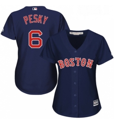 Womens Majestic Boston Red Sox 6 Johnny Pesky Authentic Navy Blue Alternate Road MLB Jersey