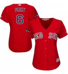 Womens Majestic Boston Red Sox 6 Johnny Pesky Authentic Red Alternate Home 2018 World Series Champions MLB Jersey