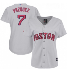 Womens Majestic Boston Red Sox 7 Christian Vazquez Authentic Grey Road MLB Jersey