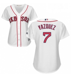 Womens Majestic Boston Red Sox 7 Christian Vazquez Replica White Home MLB Jersey