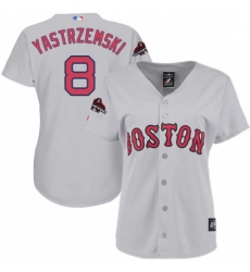 Womens Majestic Boston Red Sox 8 Carl Yastrzemski Authentic Grey Road 2018 World Series Champions MLB Jersey