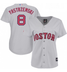 Womens Majestic Boston Red Sox 8 Carl Yastrzemski Authentic Grey Road MLB Jersey