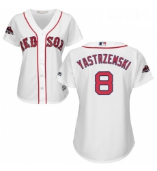 Womens Majestic Boston Red Sox 8 Carl Yastrzemski Authentic White Home 2018 World Series Champions MLB Jersey