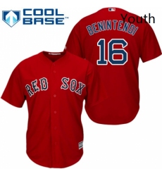 Youth Majestic Boston Red Sox 16 Andrew Benintendi Replica Red Alternate Home Cool Base MLB Jersey