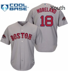 Youth Majestic Boston Red Sox 18 Mitch Moreland Authentic Grey Road Cool Base 2018 World Series Champions MLB Jersey