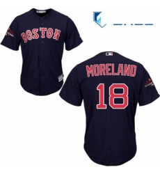 Youth Majestic Boston Red Sox 18 Mitch Moreland Authentic Navy Blue Alternate Road Cool Base 2018 World Series Champions MLB Jersey