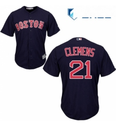 Youth Majestic Boston Red Sox 21 Roger Clemens Replica Navy Blue Alternate Road Cool Base MLB Jersey
