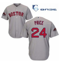 Youth Majestic Boston Red Sox 24 David Price Authentic Grey Road Cool Base 2018 World Series Champions MLB Jersey