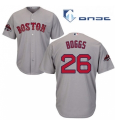 Youth Majestic Boston Red Sox 26 Wade Boggs Authentic Grey Road Cool Base 2018 World Series Champions MLB Jersey
