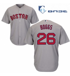 Youth Majestic Boston Red Sox 26 Wade Boggs Authentic Grey Road Cool Base MLB Jersey