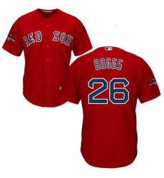 Youth Majestic Boston Red Sox 26 Wade Boggs Authentic Red Alternate Home Cool Base 2018 World Series Champions MLB Jersey