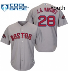 Youth Majestic Boston Red Sox 28 J D Martinez Authentic Grey Road Cool Base 2018 World Series Champions MLB Jerse