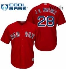 Youth Majestic Boston Red Sox 28 J D Martinez Authentic Red Alternate Home Cool Base MLB Jersey 