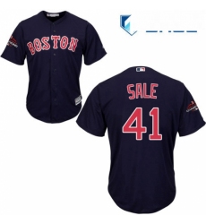 Youth Majestic Boston Red Sox 41 Chris Sale Authentic Navy Blue Alternate Road Cool Base 2018 World Series Champions MLB Jersey