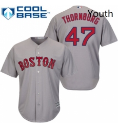 Youth Majestic Boston Red Sox 47 Tyler Thornburg Authentic Grey Road Cool Base 2018 World Series Champions MLB Jersey