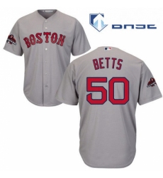 Youth Majestic Boston Red Sox 50 Mookie Betts Authentic Grey Road Cool Base 2018 World Series Champions MLB Jersey