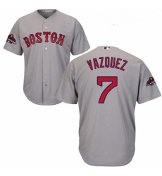 Youth Majestic Boston Red Sox 7 Christian Vazquez Authentic Grey Road Cool Base 2018 World Series Champions MLB Jersey