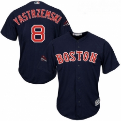 Youth Majestic Boston Red Sox 8 Carl Yastrzemski Authentic Navy Blue Alternate Road Cool Base 2018 World Series Champions MLB Jersey