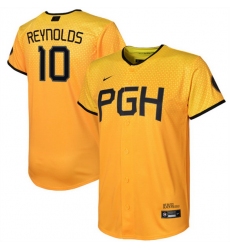 Youth Pittsburgh Pirates 10 Bryan Reynolds Gold 2023 City Connect Stitched Jersey