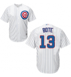 Cubs 13 David Bote White Strip New Cool Base Stitched Baseball Jersey