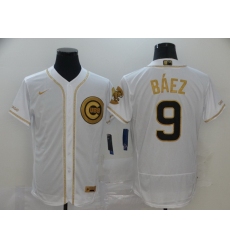 Cubs 9 Javier Baez White Gold Nike Flexbase Jersey