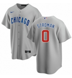 Men Chicago Cubs 0 Marcus Stroman Grey Cool Base Stitched Baseball Jerse