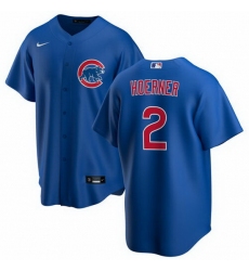 Men Chicago Cubs 2 Nico Hoerner Blue Cool Base Stitched Baseball jersey
