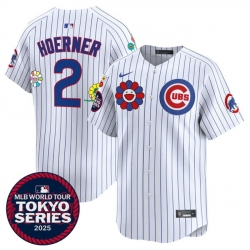 Men Chicago Cubs 2 Nico Hoerner White 2025 Tokyo Series Limited Stitched Baseball Jersey