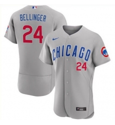 Men Chicago Cubs 24 Cody Bellinger Grey Flex Base Stitched Baseball Jersey