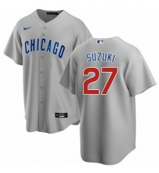 Men Chicago Cubs 27 Seiya Suzuki Grey Cool Base Stitched Baseball jersey