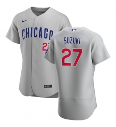 Men Chicago Cubs #27 Seiya Suzuki Men Nike Gray Road 2020 Flex Base Team Jersey