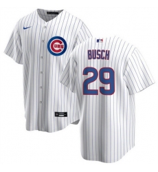 Men Chicago Cubs 29 Michael Busch White Cool Base Stitched Baseball Jersey
