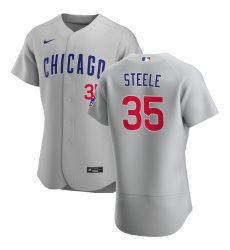 Men Chicago Cubs 35 Justin Steele Men Nike Gray Road 2020 Flex Base Team Jersey