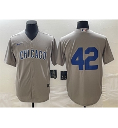 Men Chicago Cubs 42 Bruce Sutter Gray Cool Base Stitched Jersey