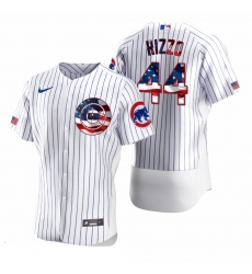 Men Chicago Cubs 44 Anthony Rizzo Men Nike White Fluttering USA Flag Limited Edition Flex Base MLB Jersey