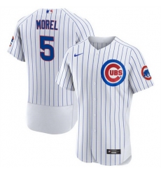 Men Chicago Cubs 5 Christopher Morel White Flex Base Stitched Baseball Jersey