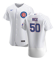 Men Chicago Cubs 50 Rowan Wick Men Nike White Home 2020 Flex Base Player Jersey