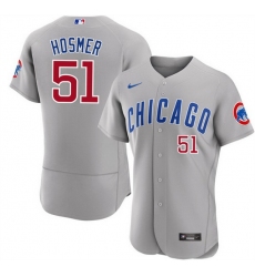 Men Chicago Cubs 51 Eric Hosmer Grey Flex Base Stitched Baseball Jersey