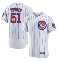 Men Chicago Cubs 51 Eric Hosmer White Flex Base Stitched Baseball Jersey