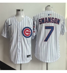 Men Chicago Cubs 7 Dansby Swanson White Home Limited Stitched Baseball Jersey Men Chicago Cubs 7 Dansby Swanson White Home Limited Stitched Baseball Jersey