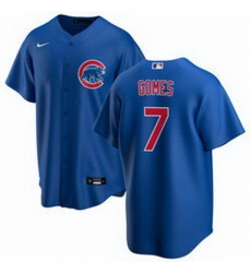 Men Chicago Cubs 7 Yan Gomes Blue Cool Base Stitched Baseball jersey