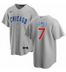 Men Chicago Cubs 7 Yan Gomes Grey Cool Base Stitched Baseball jersey