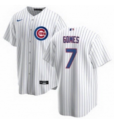 Men Chicago Cubs 7 Yan Gomes White Cool Base Stitched Baseball jersey