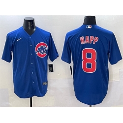 Men Chicago Cubs 8 Ian Happ Royal Cool Base Stitched Baseball Jersey