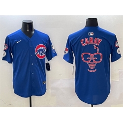 Men Chicago Cubs Royal Harry Caray  27Holy Cow 27 Patch Limited Stitched Baseball Jersey